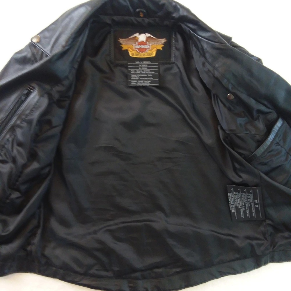 VTG Harley Davidson Womens L Leather Wing Motorcycle Jacket Studded Black Biker - Picture 9 of 16